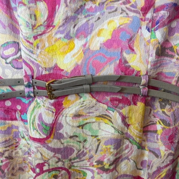 Escada Colorful Paisley Sleeveless Belted Dress 42 or 12 - Picture 5 of 16